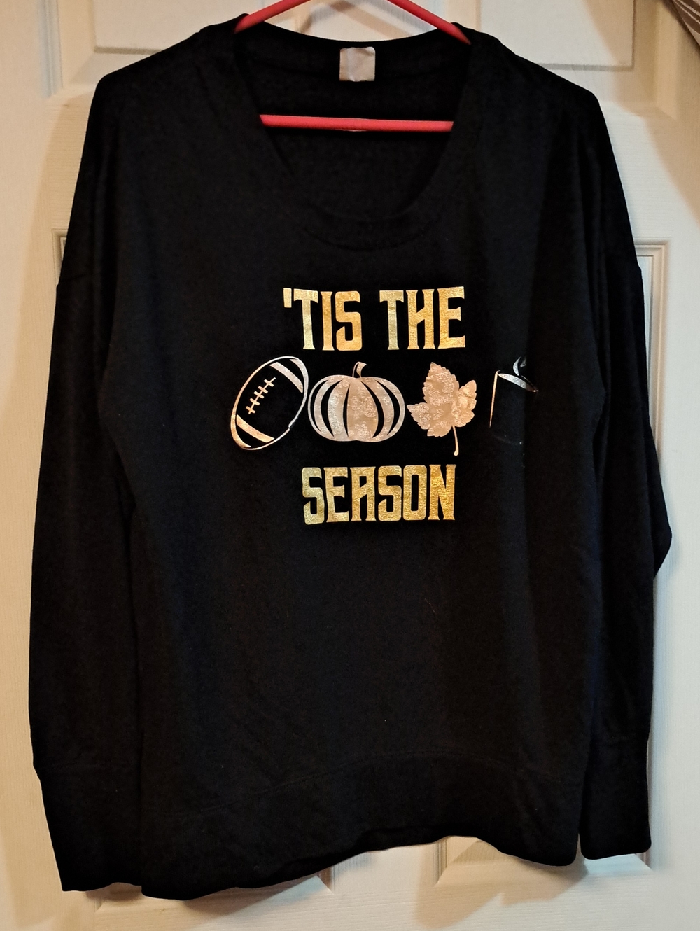 Women's Avia Black Sweatshirt with Gold 'Tis The Season' Graphic
